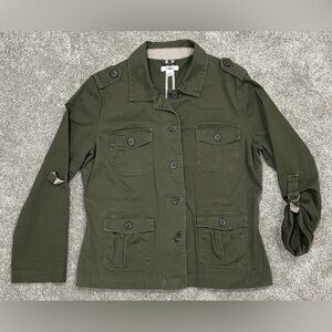 Cato Womens Denim Cotton Utility Jacket Military Jacket Olive Green Medium